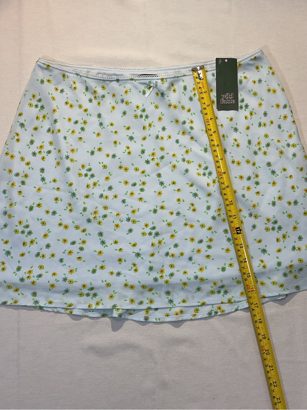 Wild Fable NWT Light Aqua Blue Floral Mini Skirt Size XL Sunflowers Soft Comfort - Picture 3 of 7